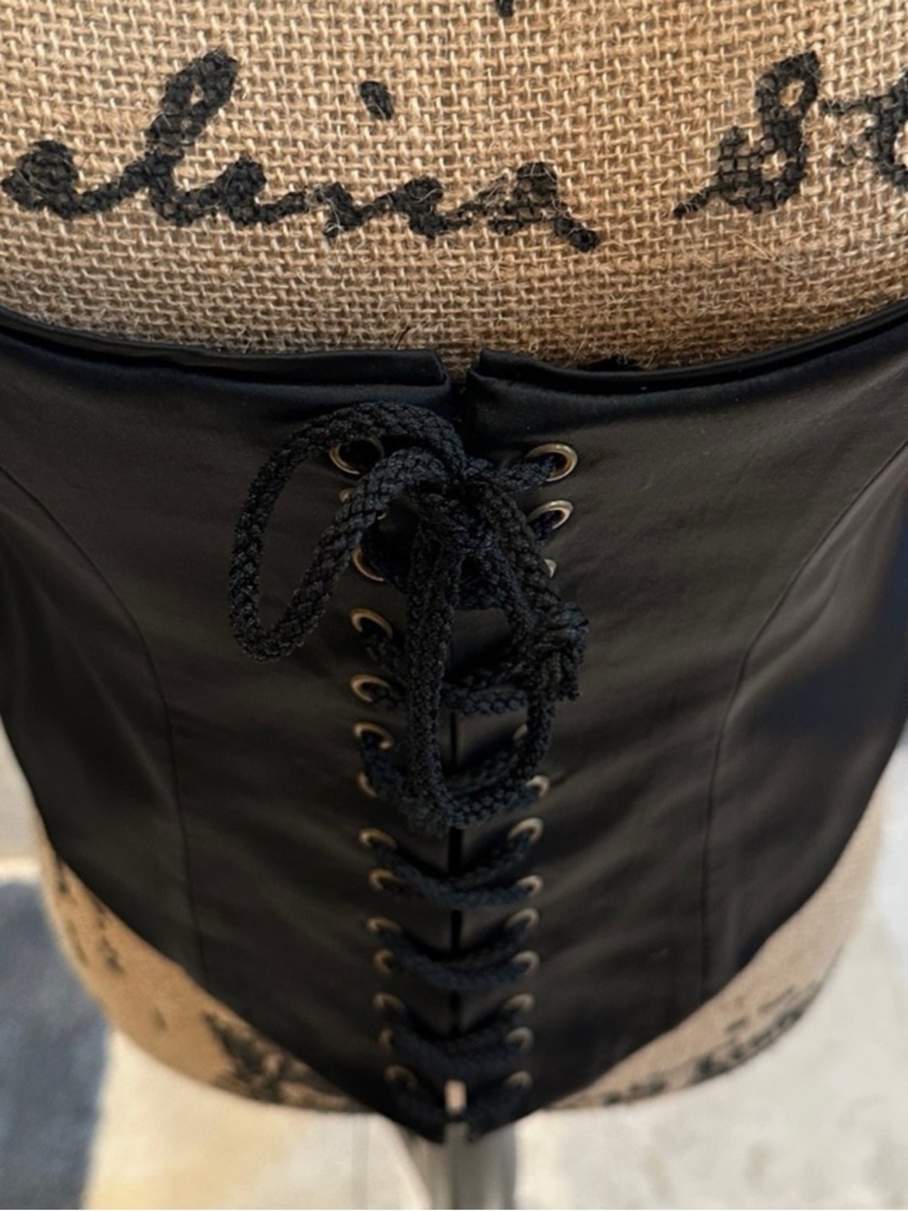 Authentic Moschino Black  Couture vintage Corset with lace up front, back zipper - Picture 5 of 15